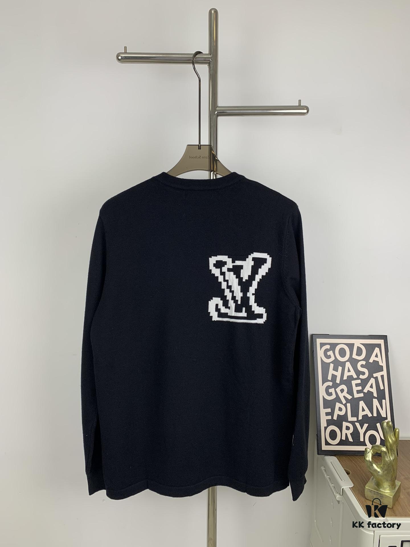 6930f89a6e68136f4d9b431d New LV Louis Vuitton White Knitted Logo Crewneck Sweater Unisex