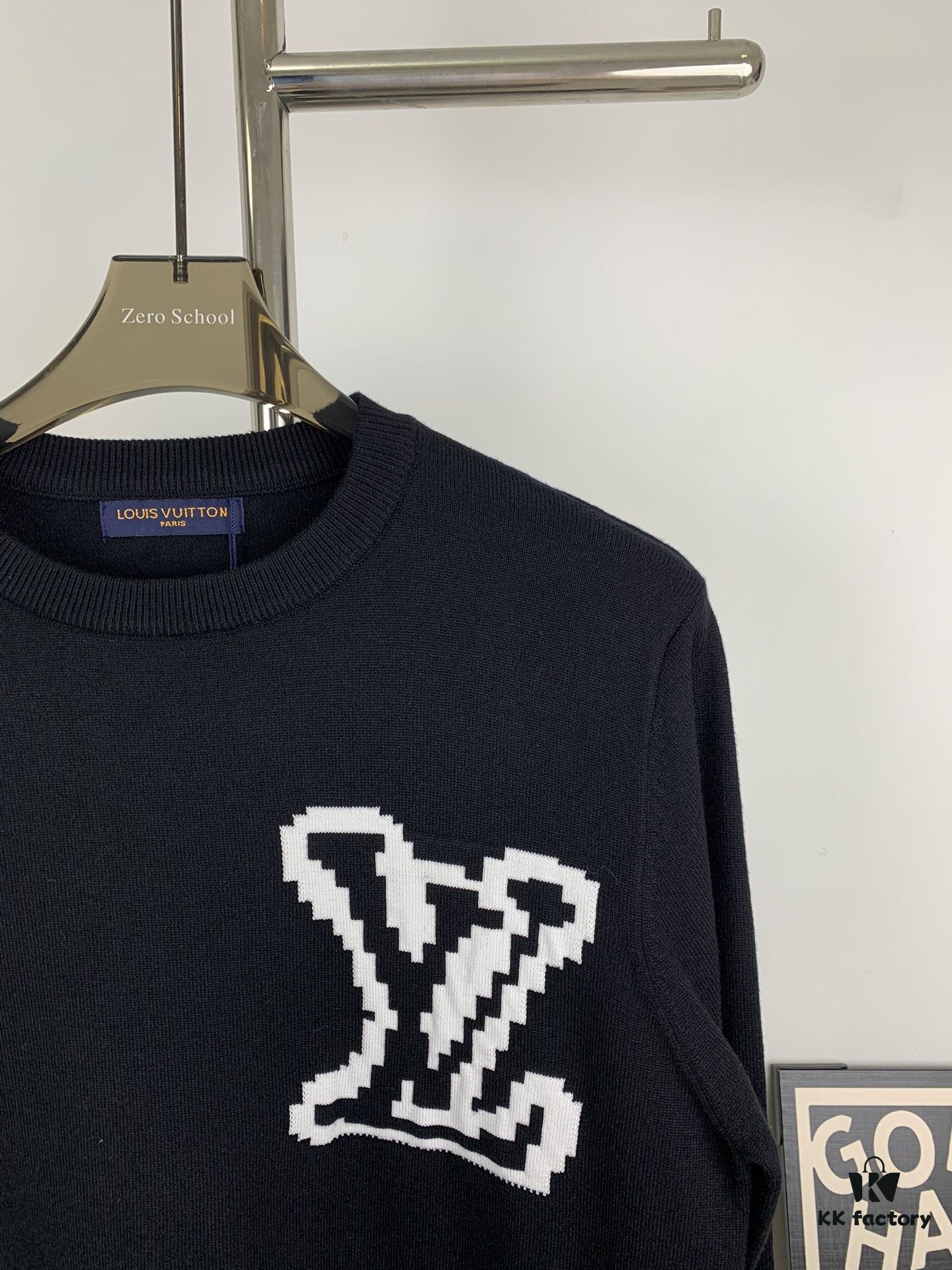 6930f89a6e68136f4d9b431e New LV Louis Vuitton White Knitted Logo Crewneck Sweater Unisex