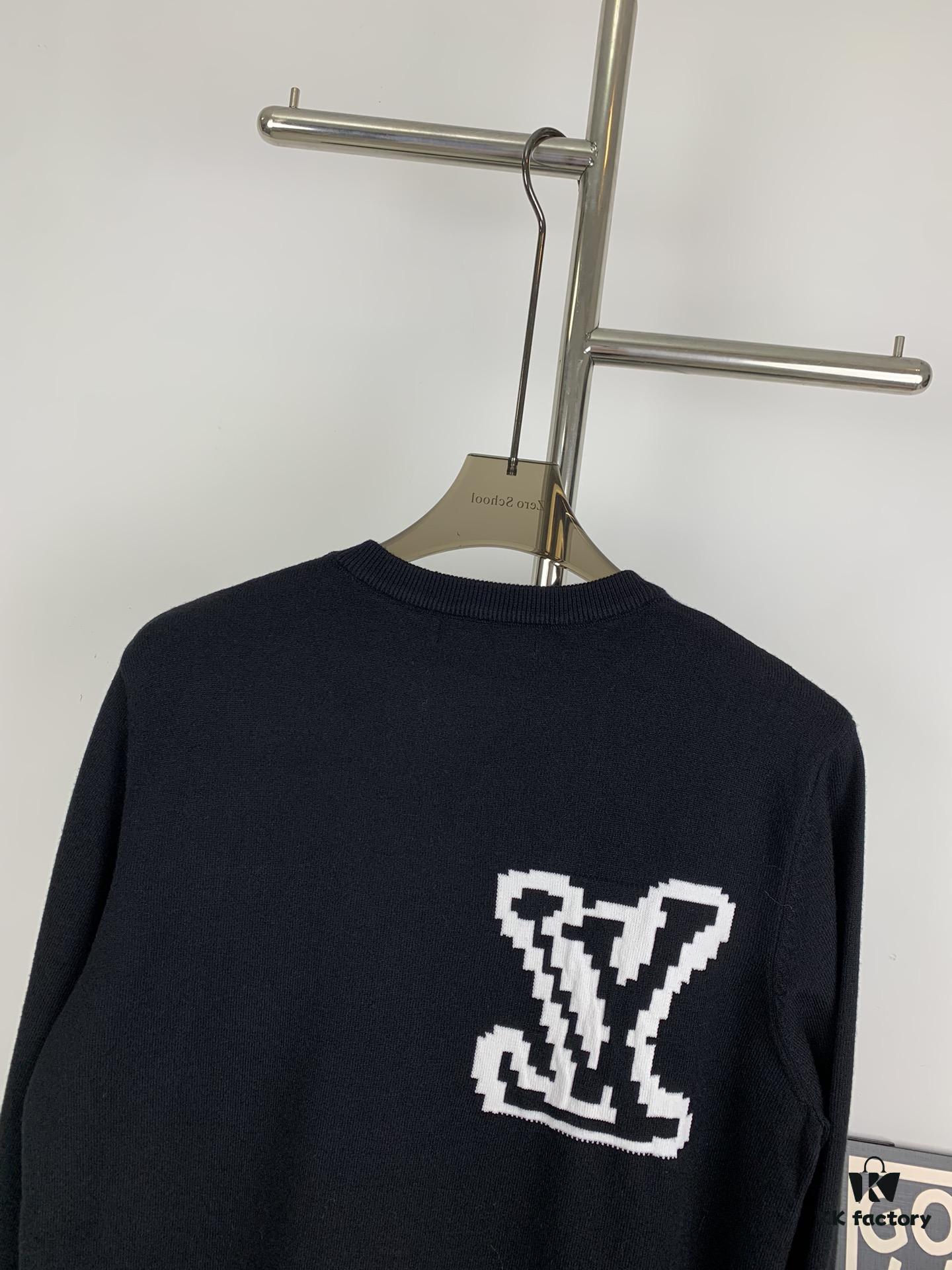 6930f89b6e68136f4d9b431f New LV Louis Vuitton White Knitted Logo Crewneck Sweater Unisex
