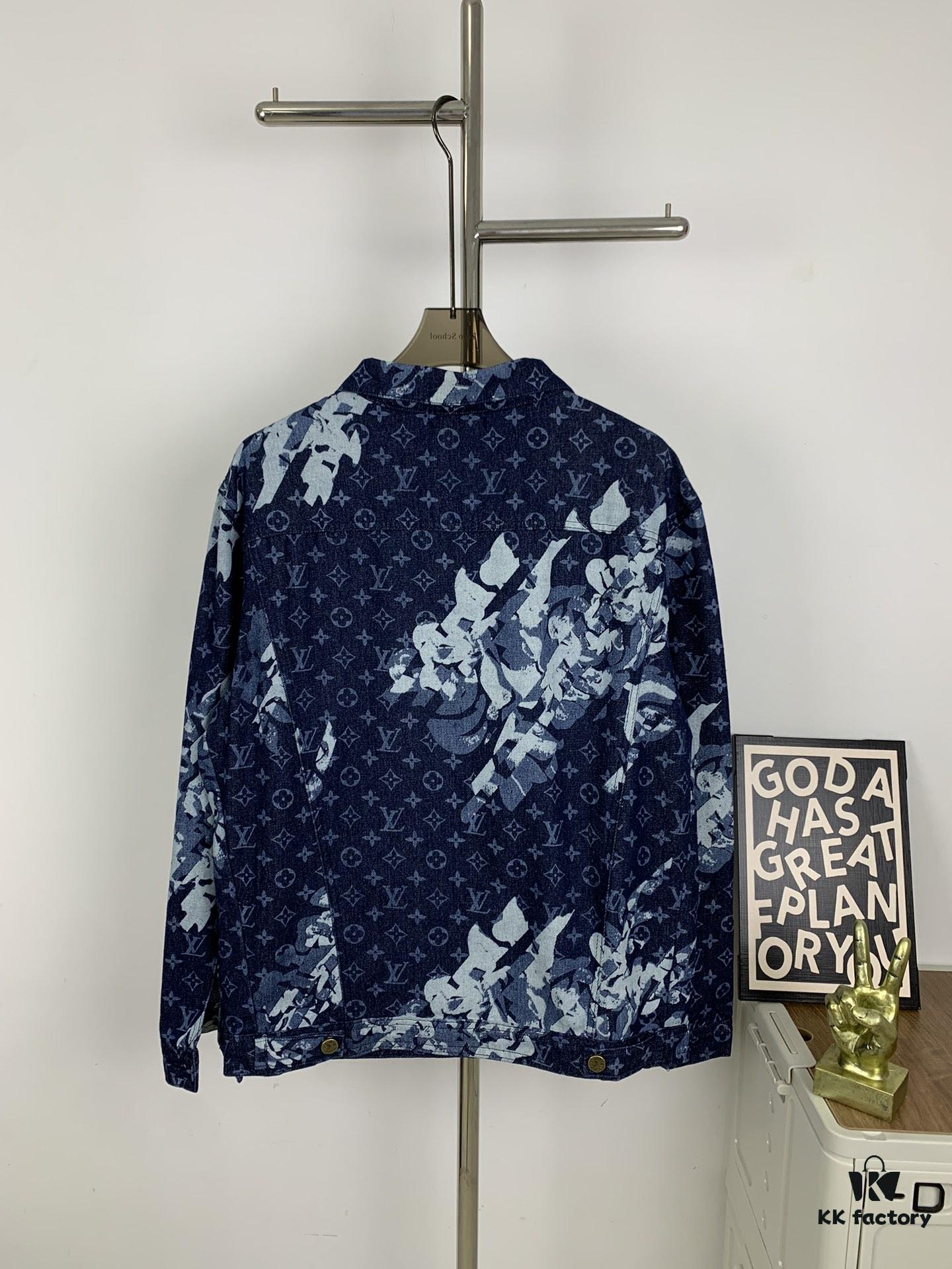 6930f8a06e68136f4d9b4326 New Louis Vuitton x Yayoi Kusama Letter Combination Floral Print Bleached Seagrass Logo All-Over Denim Jacket and Pants Set