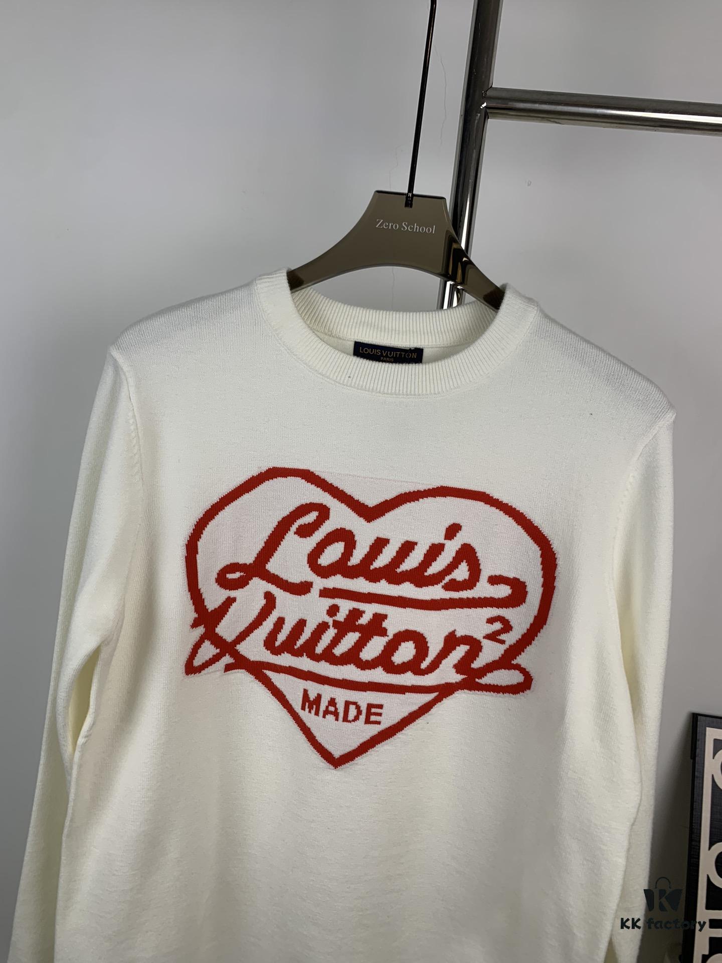 New LV Navy Blue Love Sweater with 15% Wool, Soft and Comfortable for Direct Wear! Premium High-End Version! Excellent Warmth and Quality!