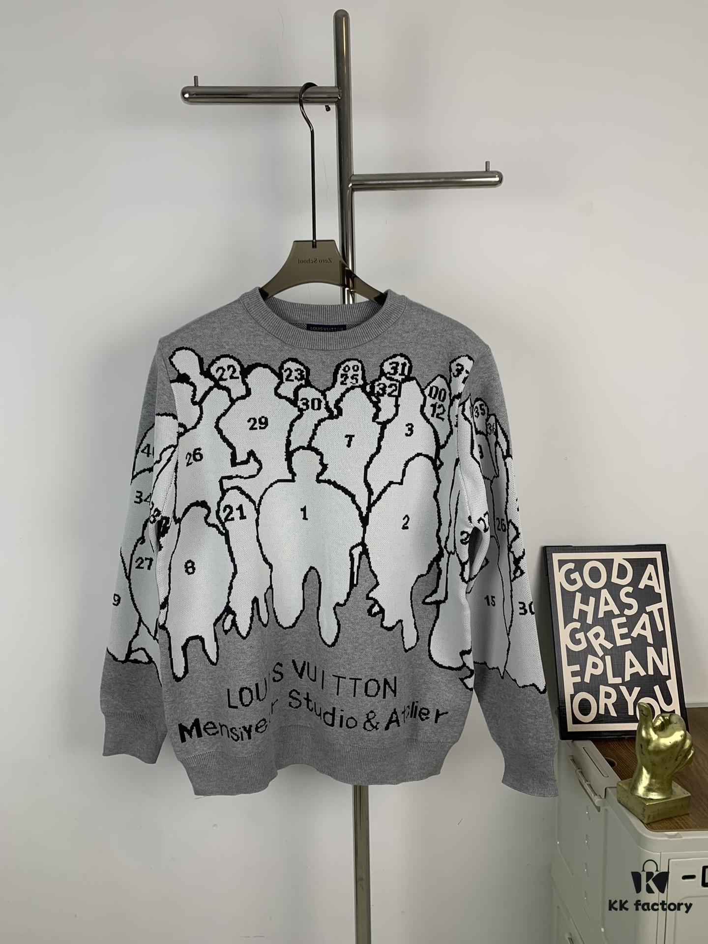 6930f8b36e68136f4d9b4341 Louis Vuitton 1V Designer Portrait Silhouette Crew Neck Pullover Sweater