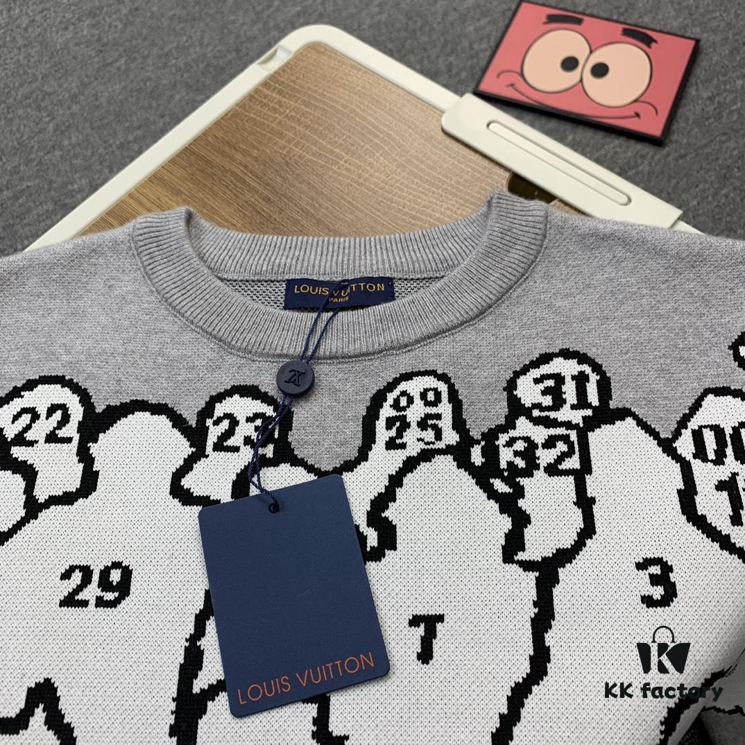 6930f8b56e68136f4d9b4346 Louis Vuitton 1V Designer Portrait Silhouette Crew Neck Pullover Sweater