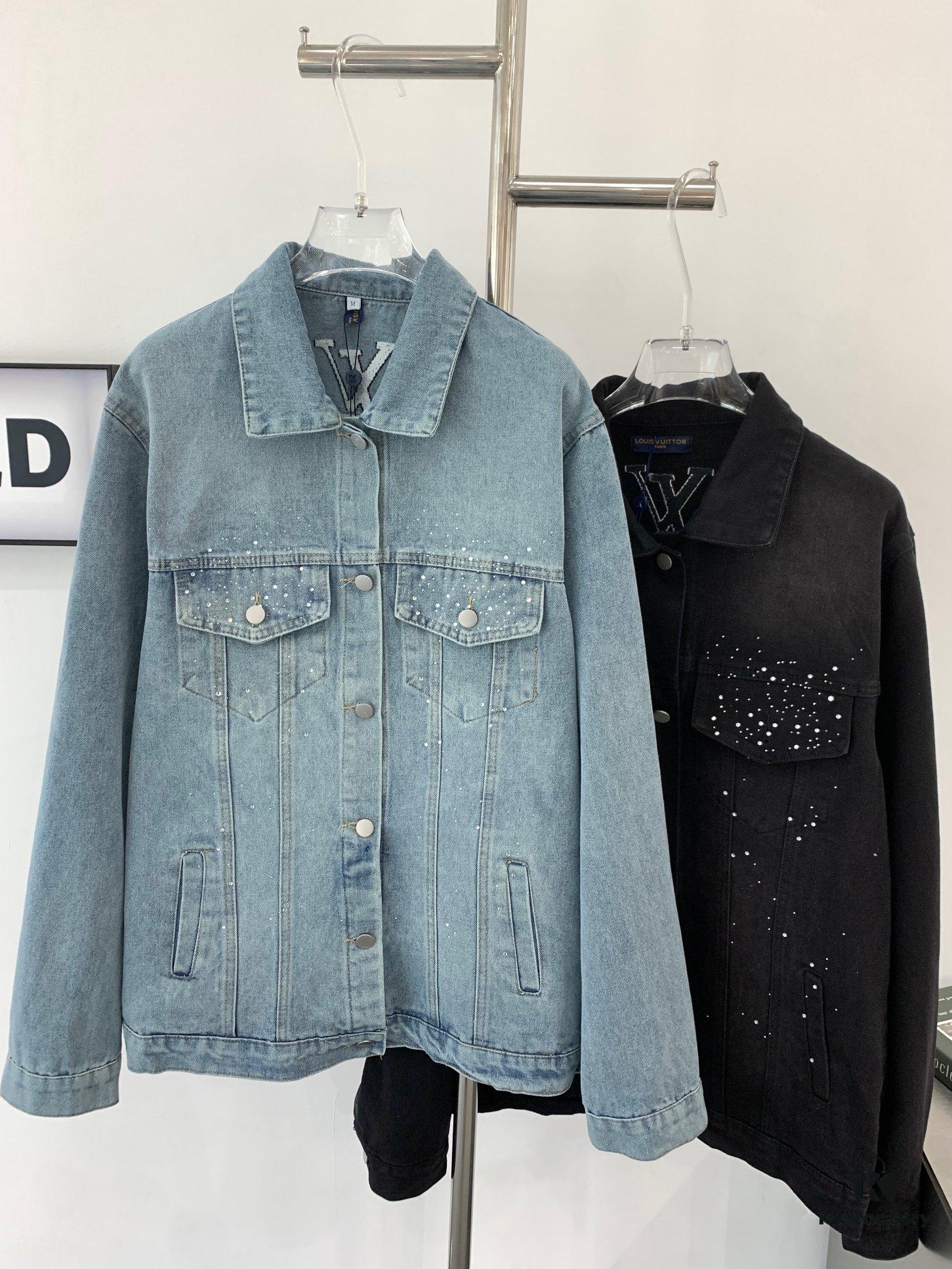 6930f8c76e68136f4d9b435f New Louis Vuitton LV FW Starry Sky Rhinestone Embroidered Distressed Denim Jacket for Men and Women