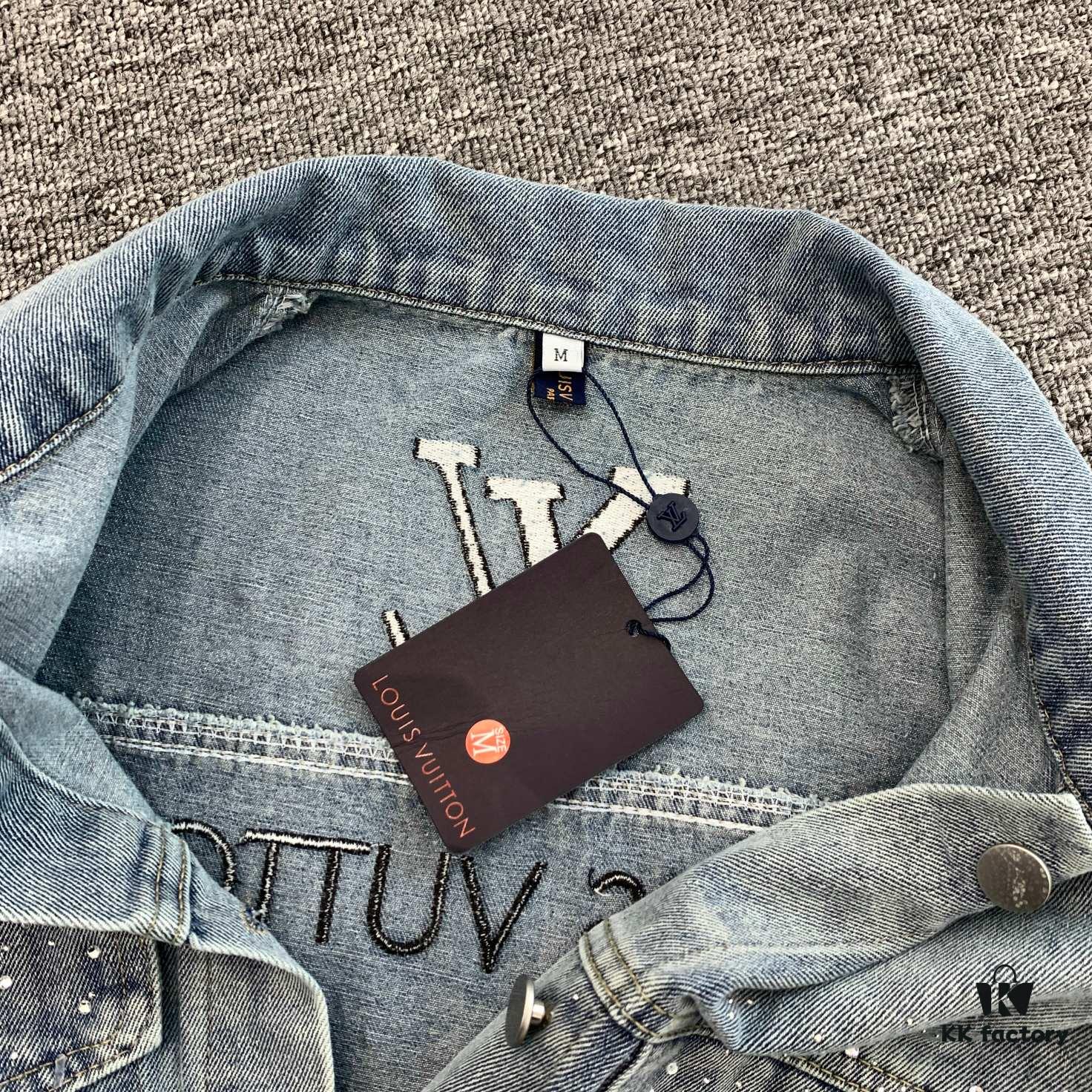 6930f8cb6e68136f4d9b4362 New Louis Vuitton LV FW Starry Sky Rhinestone Embroidered Distressed Denim Jacket for Men and Women