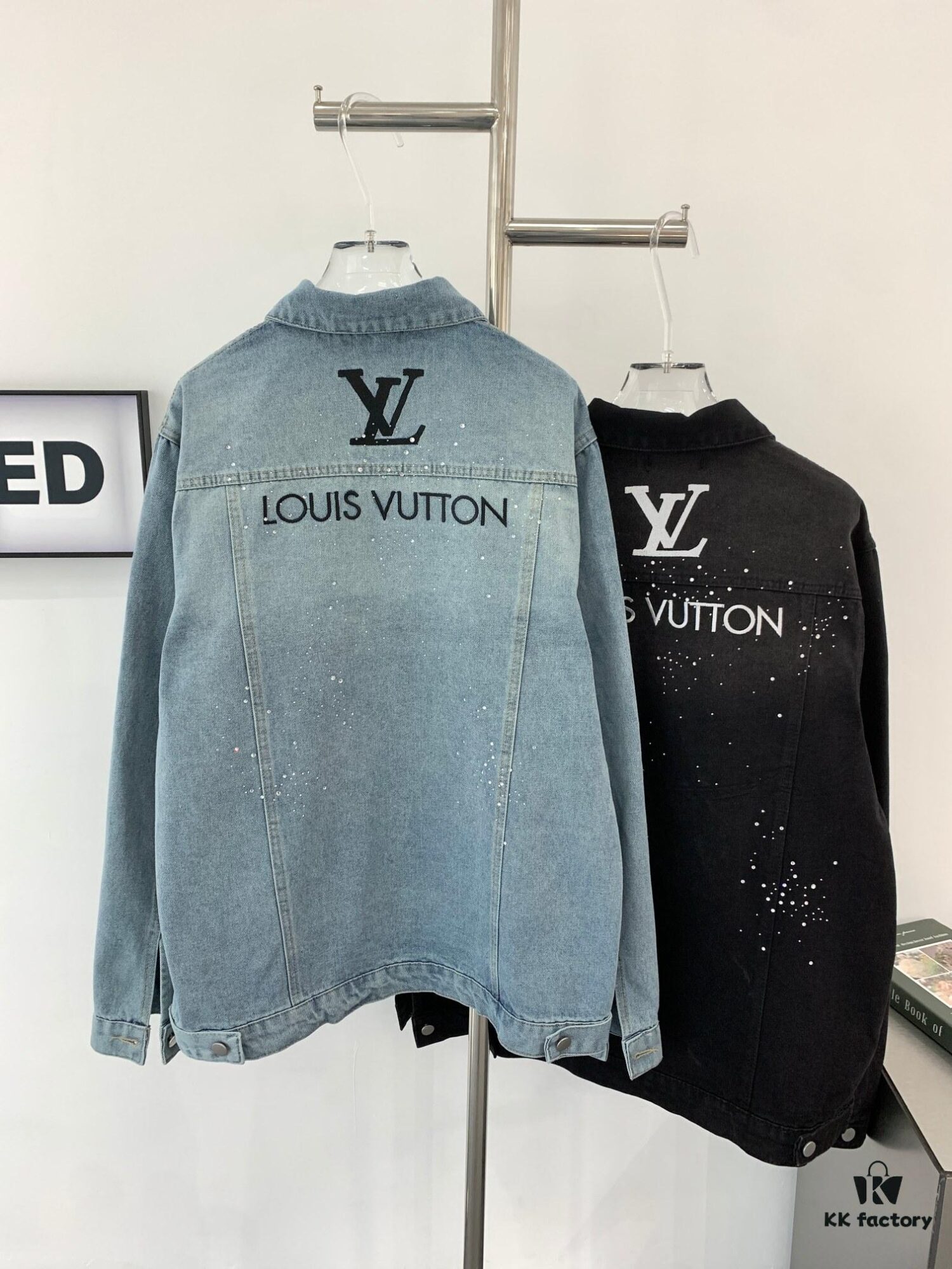 6930f8d56e68136f4d9b436f New Louis Vuitton LV FW Starry Sky Rhinestone Embroidered Distressed Denim Jacket for Men and Women