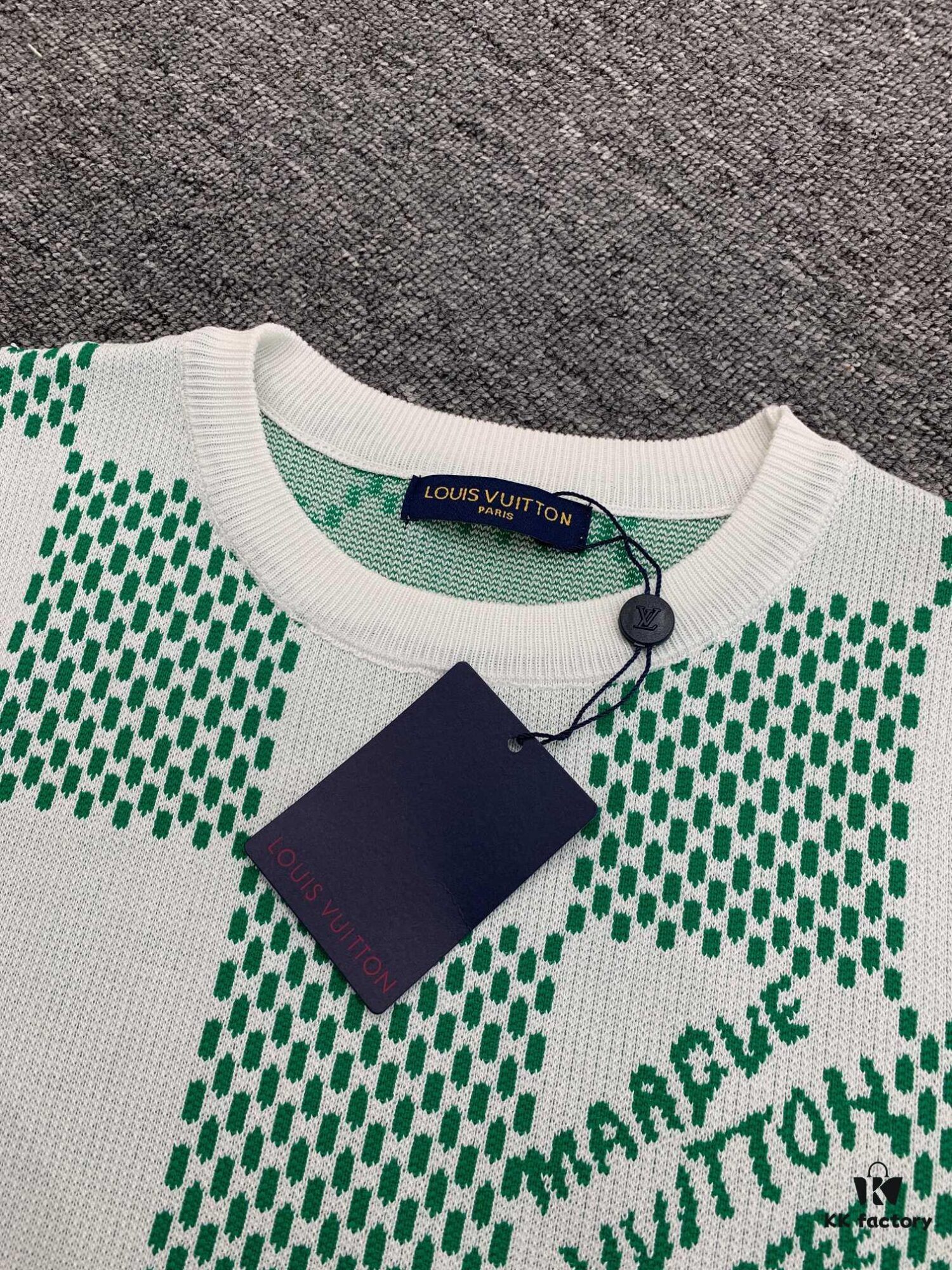 6930f8db6e68136f4d9b4374 New Louis Vuitton Plaid Green Checkerboard Short Sleeve Unisex T-Shirt