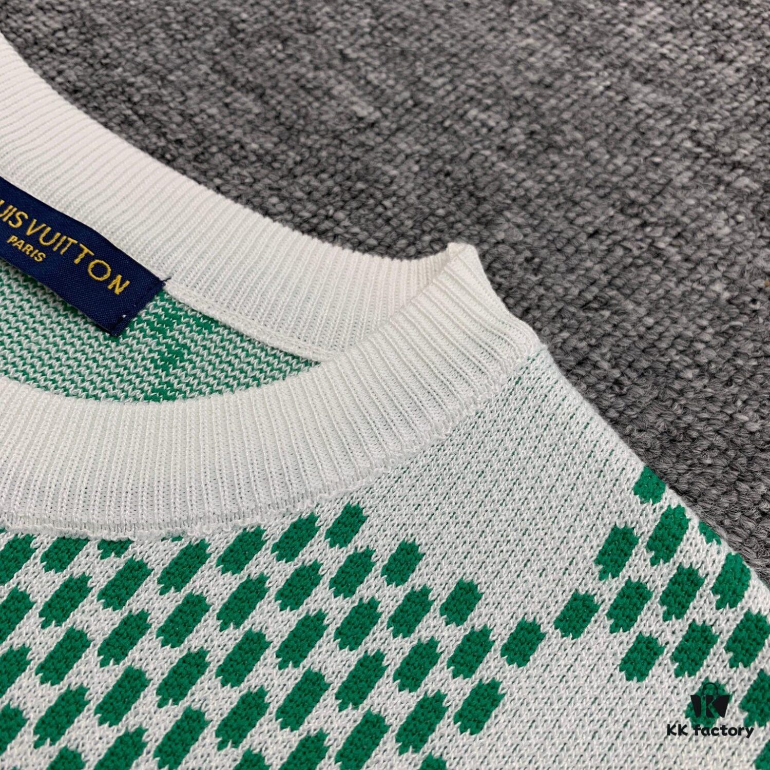 6930f8dc6e68136f4d9b4375 New Louis Vuitton Plaid Green Checkerboard Short Sleeve Unisex T-Shirt