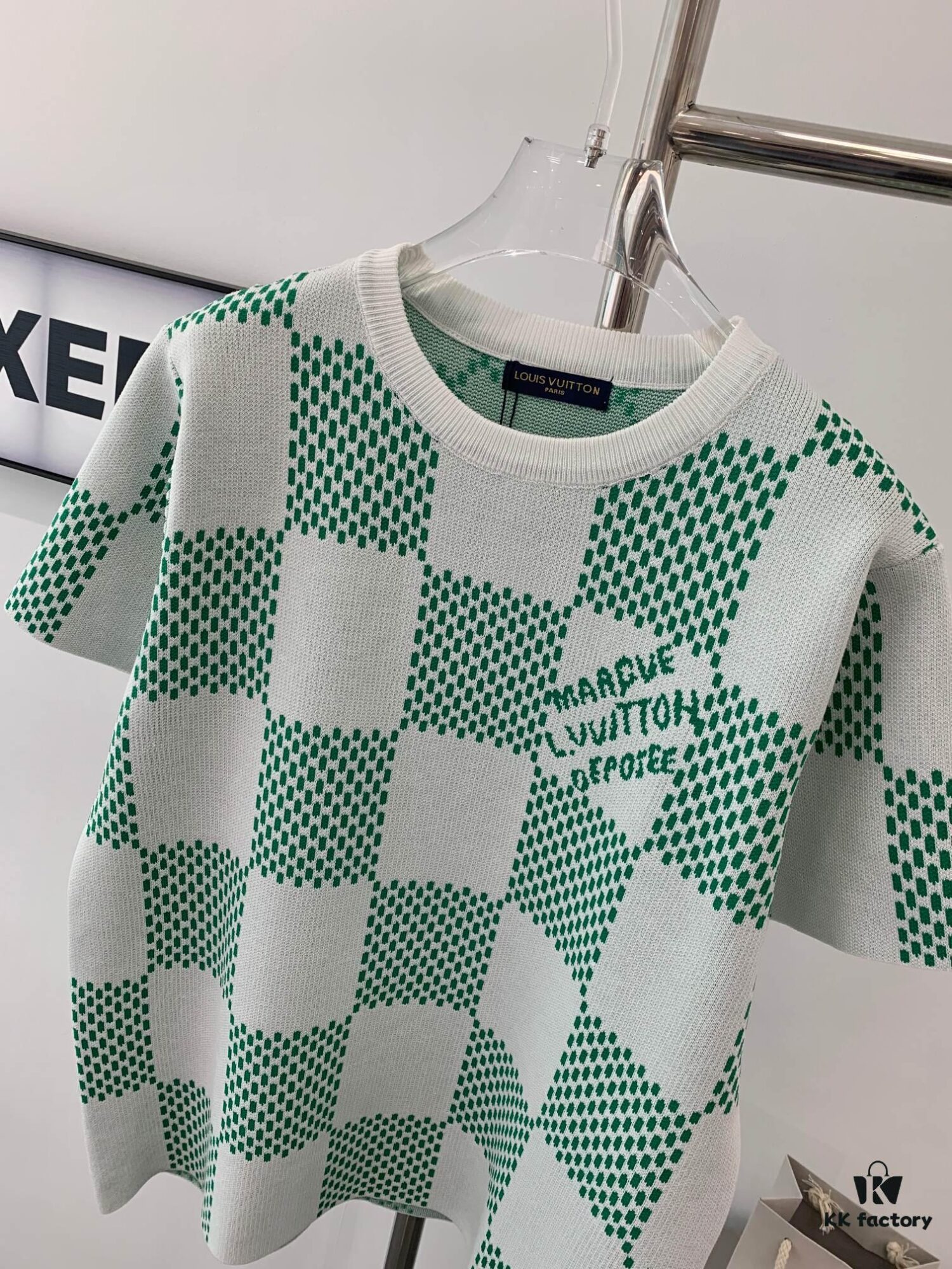 6930f8e86e68136f4d9b4383 New Louis Vuitton Plaid Green Checkerboard Short Sleeve Unisex T-Shirt