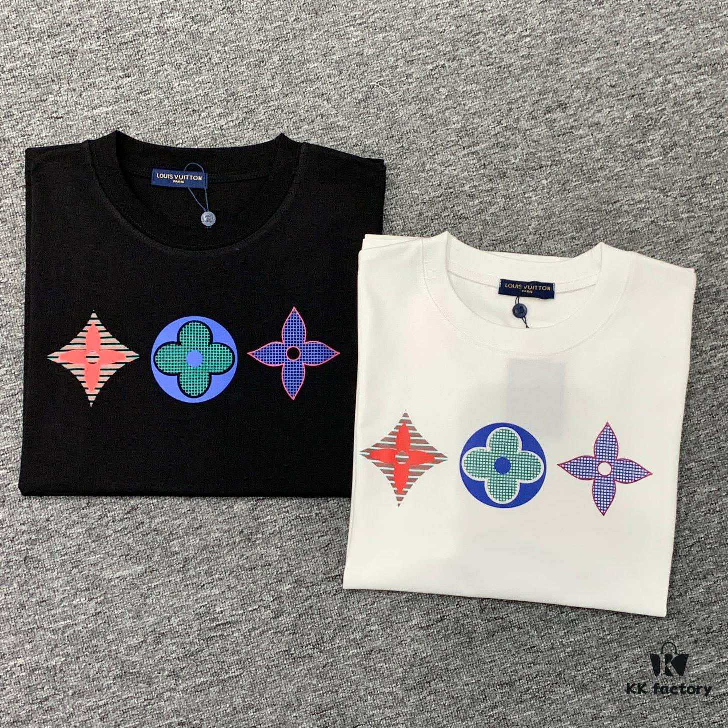 6930f8fc6e68136f4d9b439f New Arrival LOUIS VUITTON LV Chest Tricolor Flower Logo Printed Short Sleeve T-Shirt