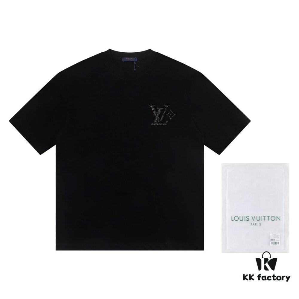 6930f9a16e68136f4d9b447a Louis Vuitton 2025 Latest Short-Sleeve T-Shirt with Rhinestone Embellishment