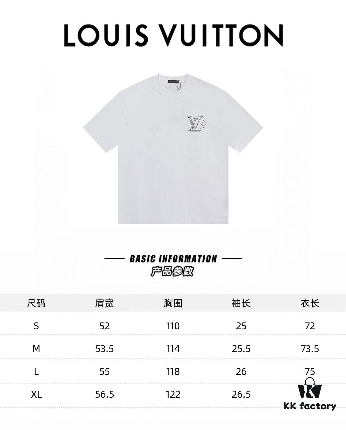 Louis Vuitto 2025 Latest Short Sleeve T-Shirt with Rhinestone Embellishment