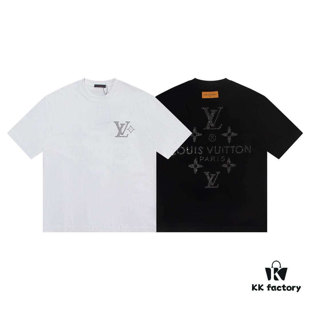 Louis Vuitto 2025 Latest Short Sleeve T-Shirt with Rhinestone Embellishment