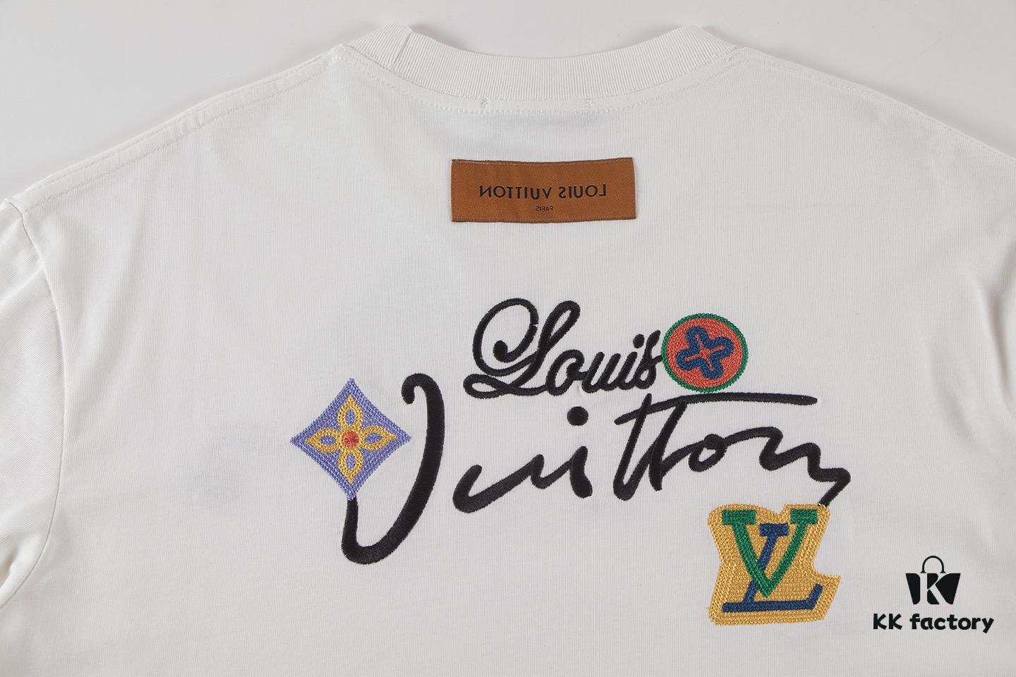 Louis Vuitton 2025 Latest Short Sleeve T-Shirt with Applique Embroidery