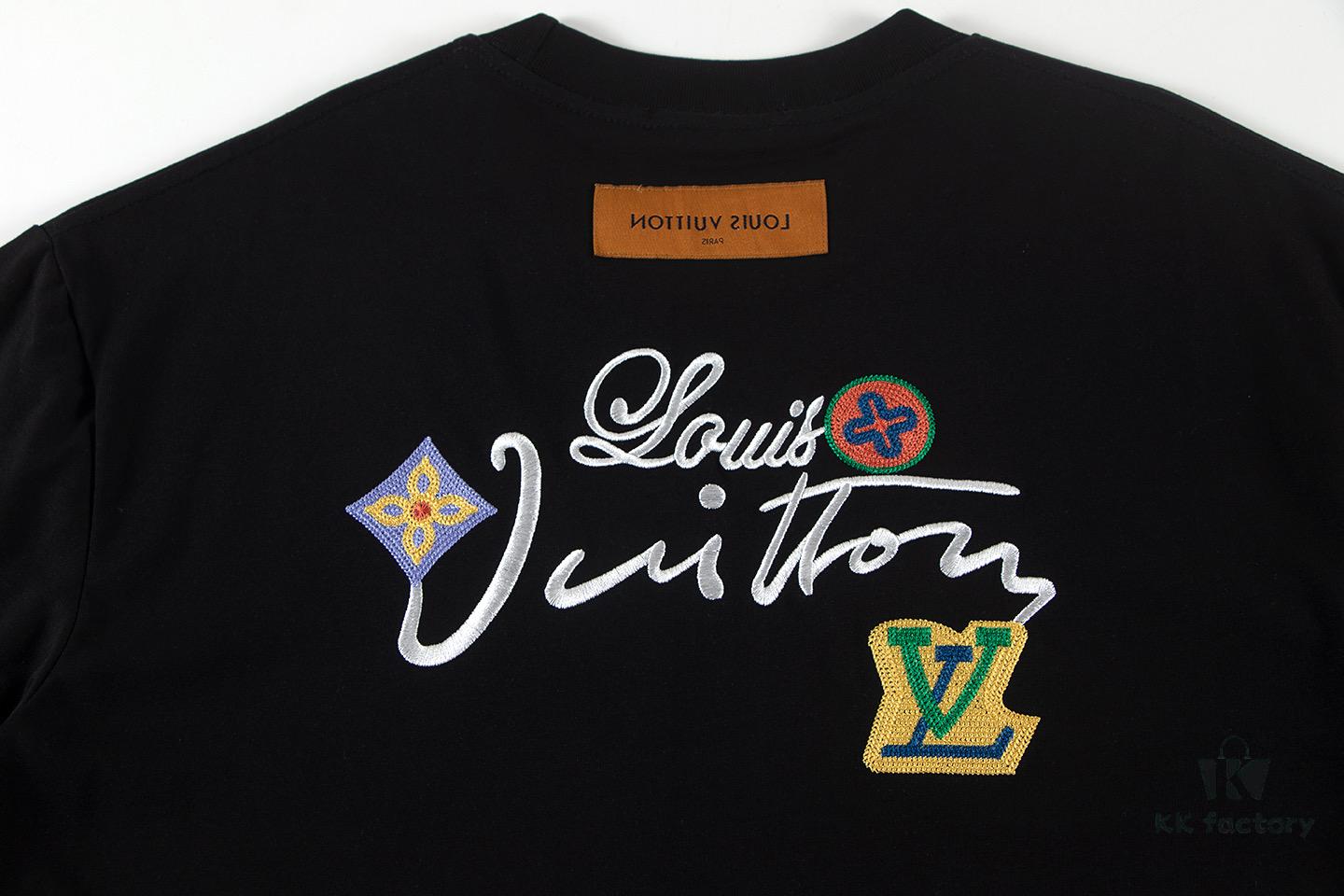 Louis Vuitton 2025 Latest Short Sleeve T-Shirt with Applique Embroidery