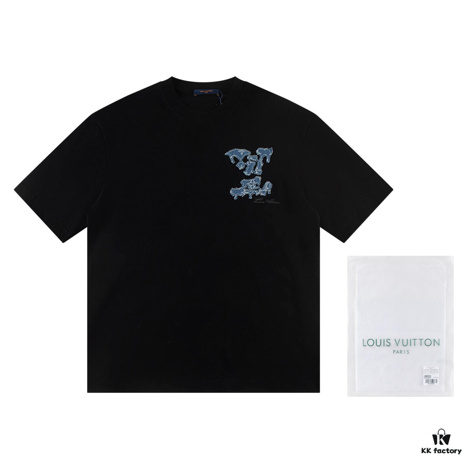 Louis Vuitton 2025 Latest Short Sleeve T-Shirt (Denim Embroidery)