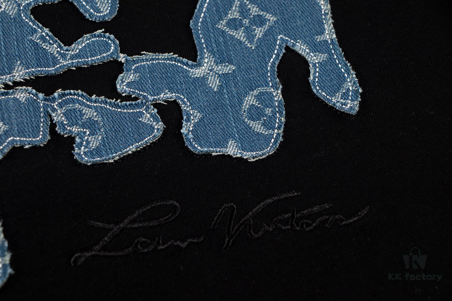 Louis Vuitton 2025 Latest Short Sleeve T-Shirt (Denim Embroidery)