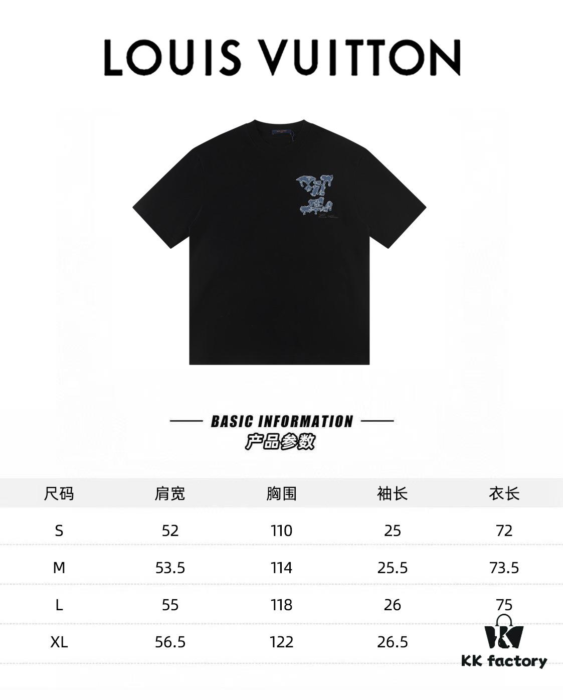 Louis Vuitton 2025 Latest Short Sleeve T-Shirt (Denim Embroidery)