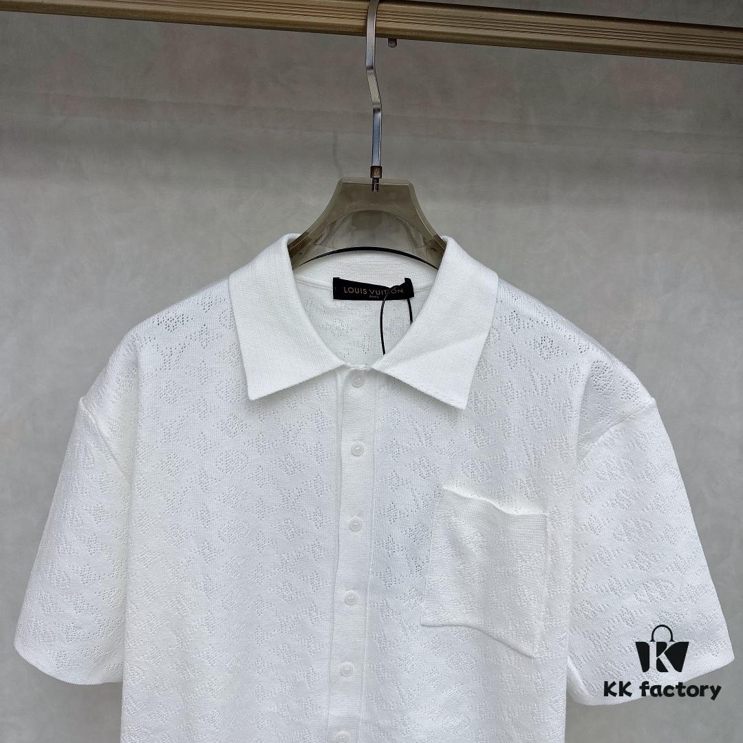 LV Jacquard Knit Polo Short-Sleeve T-Shirt