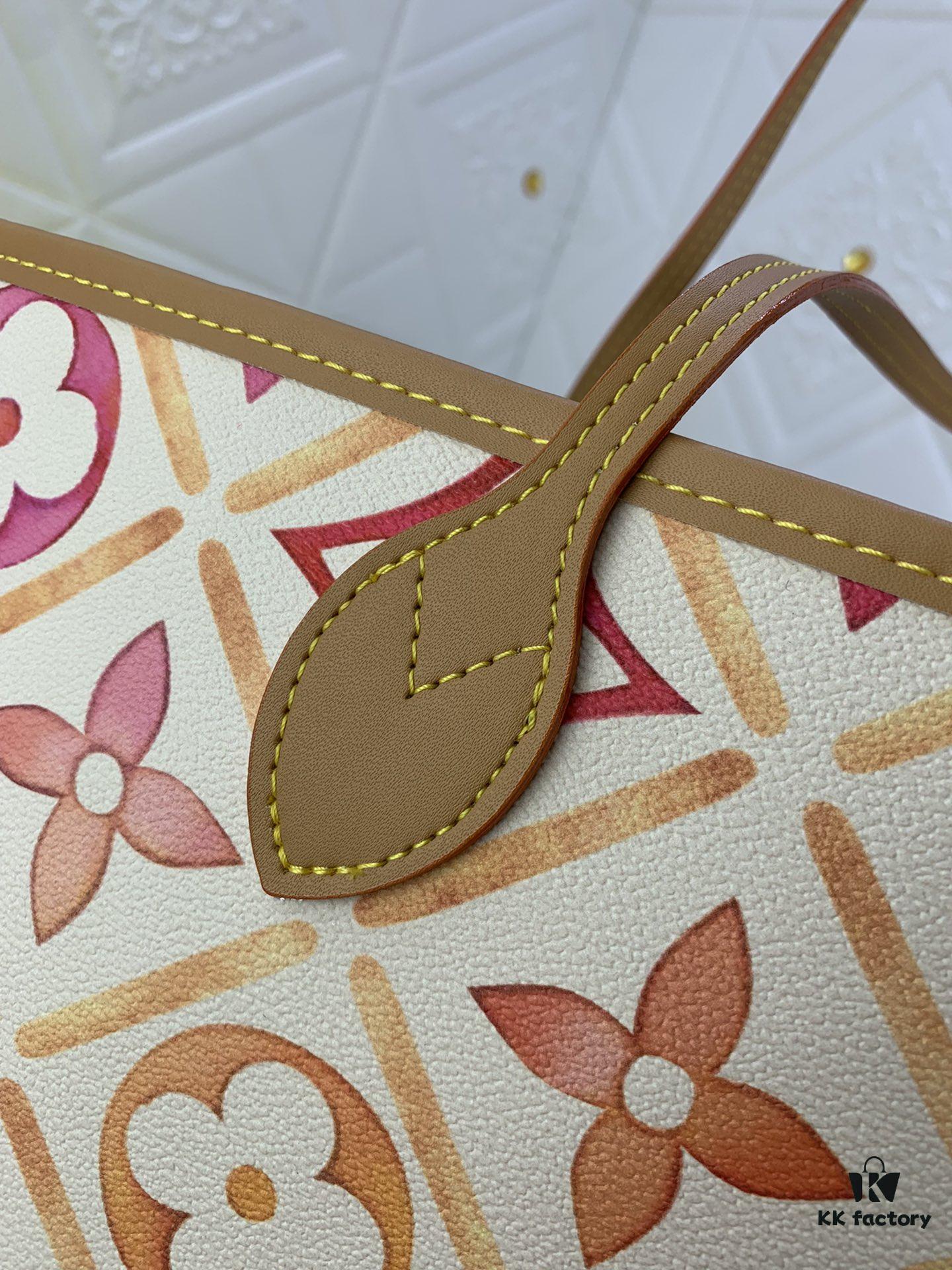 693105fd908475d562cd8d8d Upgraded Original M25317 M11263 M40995 This Medium Neverfull Tote Bag Features a Monogram Tiles Canvas Construction with Leather Trims Defining the Top and Handles