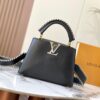 6931070e908475d562cd8dbe Upgraded M21127 Black Woven Gold-Tone Capucines BB Bag