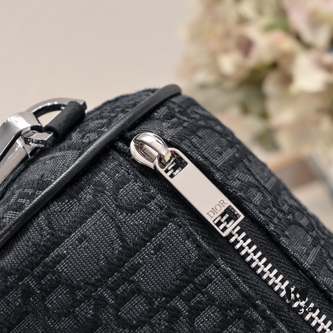 6931085c908475d562cd8df2 Upgraded Release Original Dior 2024 Spring/Summer New Arrival OBLIQUE Printed Canvas Cylindrical Tote Bag with Tiger Head Box Design, Black Fabric and Black Calfskin Adjustable Detachable Shoulder Strap, Full Logo Details, Unisex, Size: 21×13×13cm