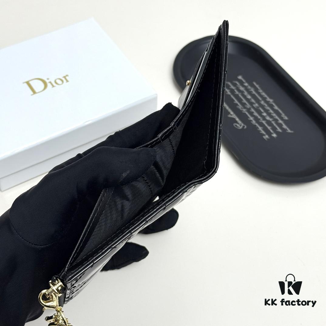 Dior 797 Black and Burgundy Small Leather Wallet