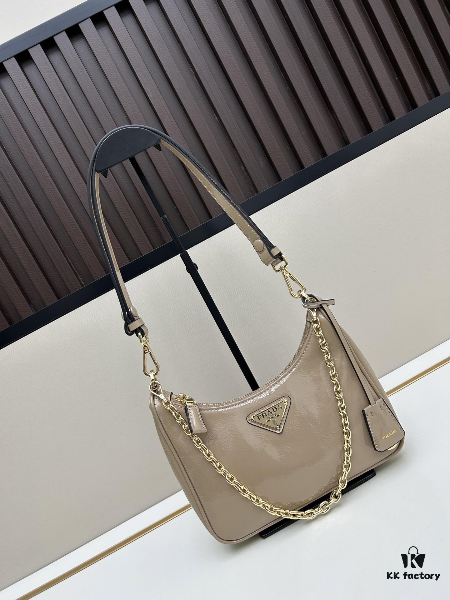 69310a60908475d562cd8e3a PRADA Re-Edition NaplaK Women's Shoulder or Crossbody Bag in Enamel-Finished Calfskin with Box 🎁