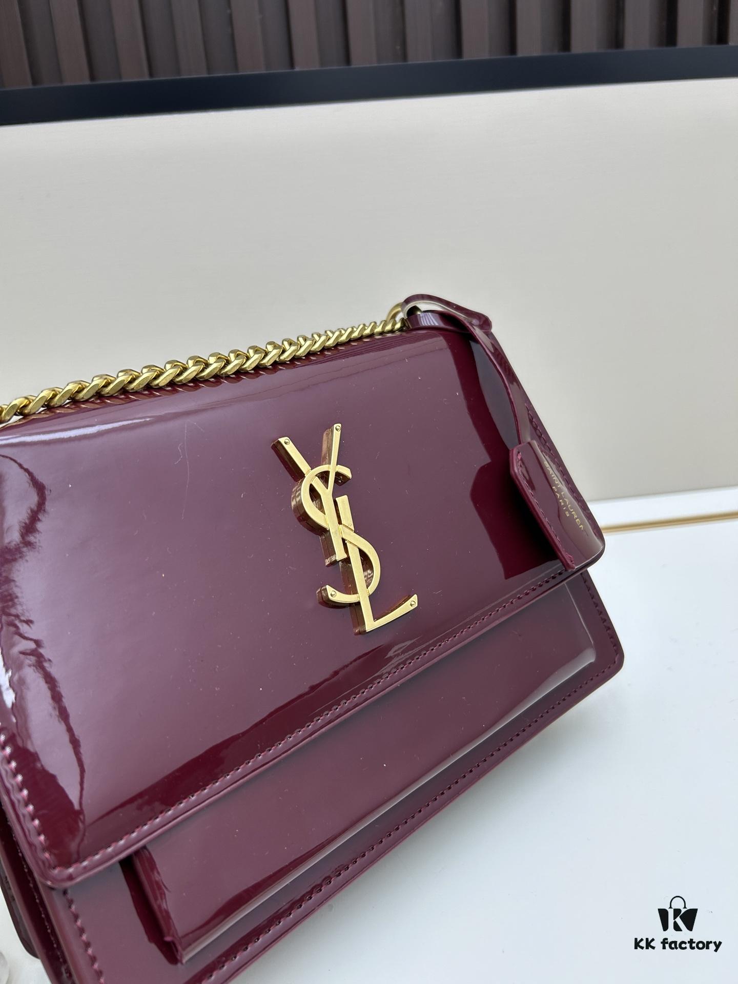 69310ad8908475d562cd8e53 YSL Sunset Bag ✨ Luxurious Patent Leather, Iconic Accordion Design with Black-Gold Elegance