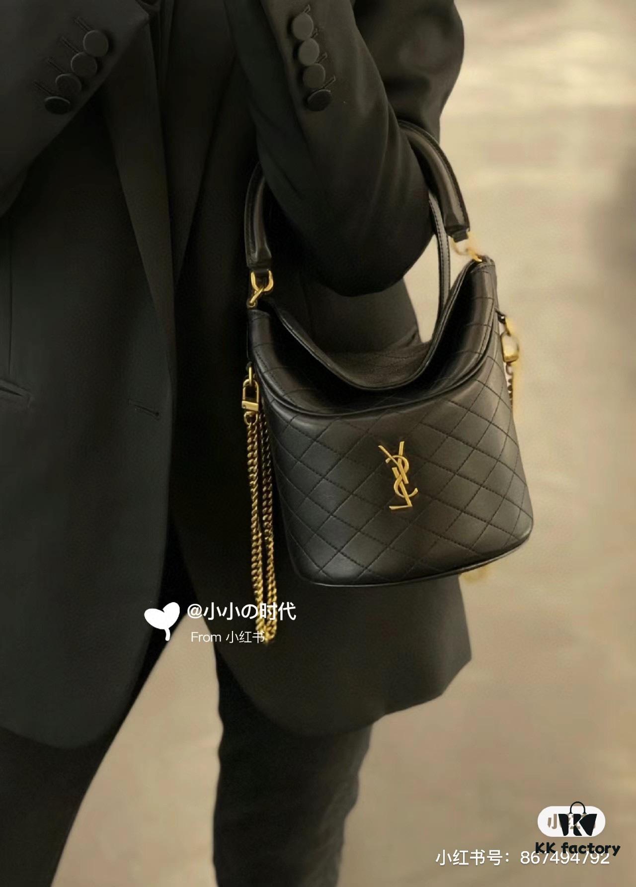 69310b8e908475d562cd8e6d New Arrival with Box 💰 YSL GABY Mini Bucket Bag, Soft Lambskin Crossbody & Handbag, Diamond Quilting Design, Gold Hardware
