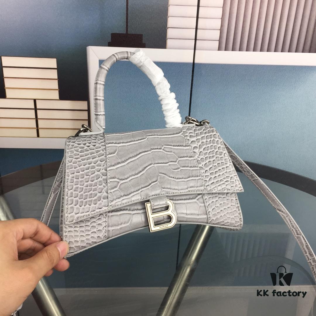 69310c4b908475d562cd8e8a New Large and Small 235 Balencia Paris House, This Season's Highlight Crocodile Texture Hourglass Bag