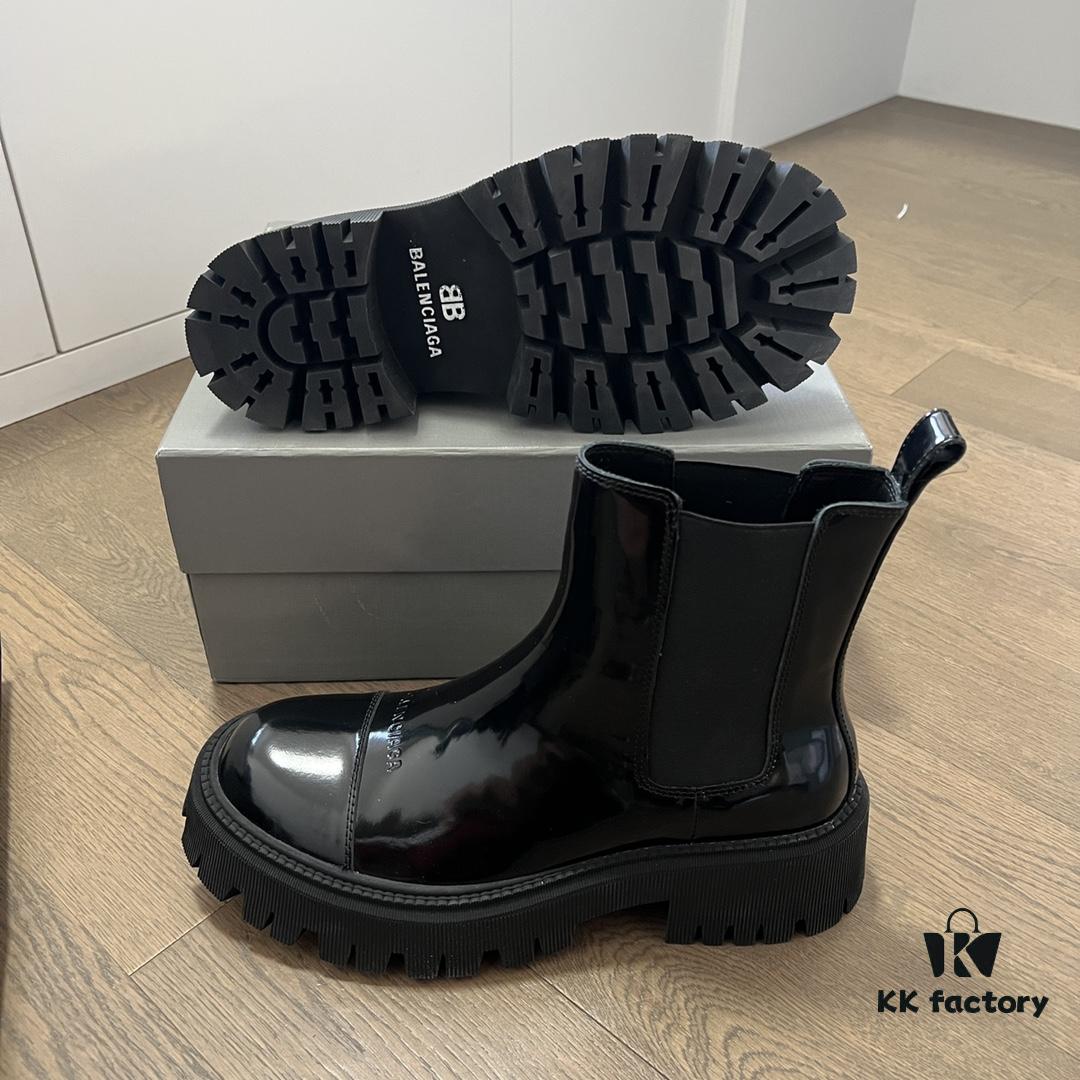 69310ca2908475d562cd8e9c Balenciaga Tractor Outsole Split Pearl Calfskin Thick-Soled Short Boots