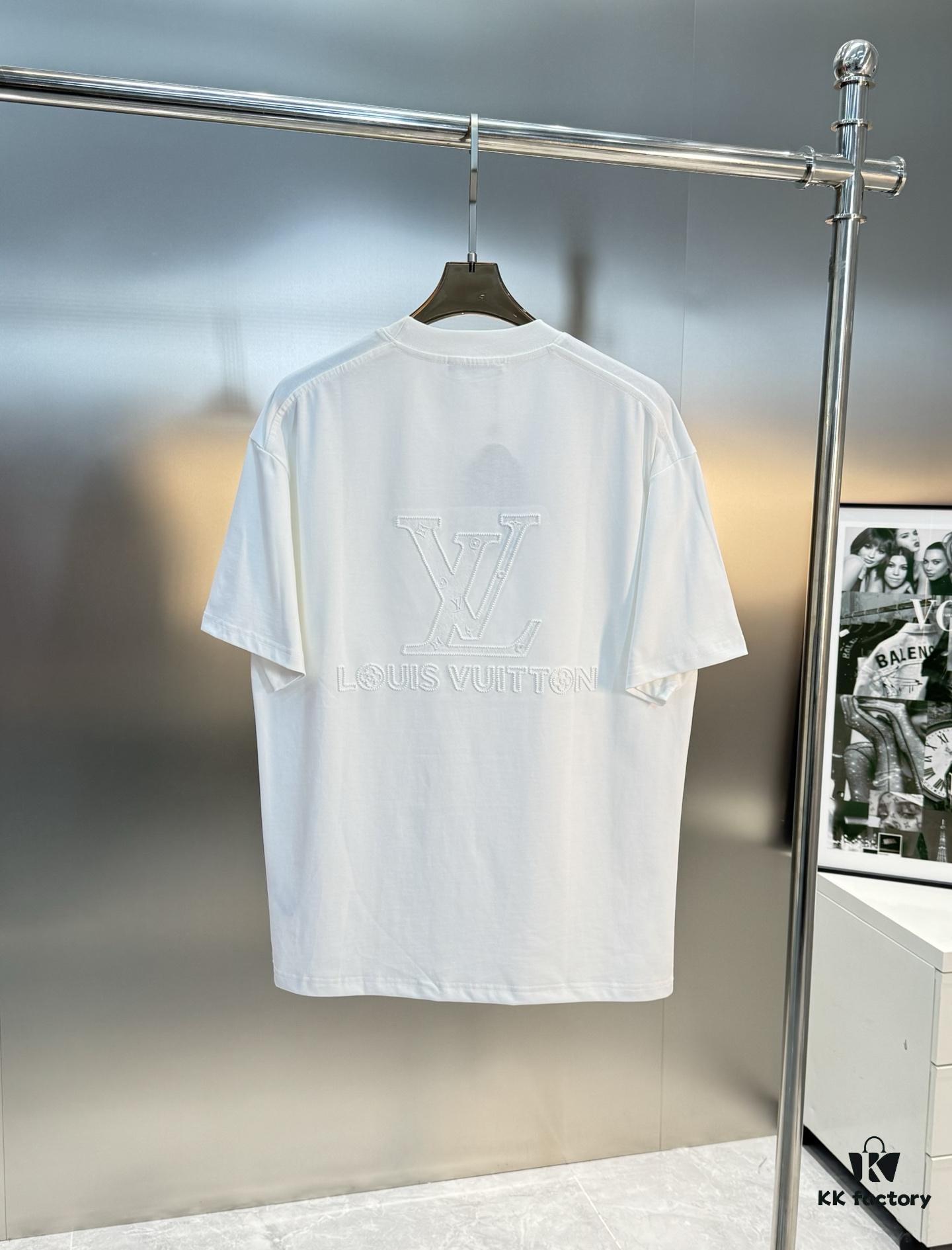 69310f01908475d562cd8eff LV-Inspired 25S New Streetwear Short Sleeve T-Shirt, Unisex Design with 3D Embroidered Logo, Premium 40s 260g Cotton Fabric