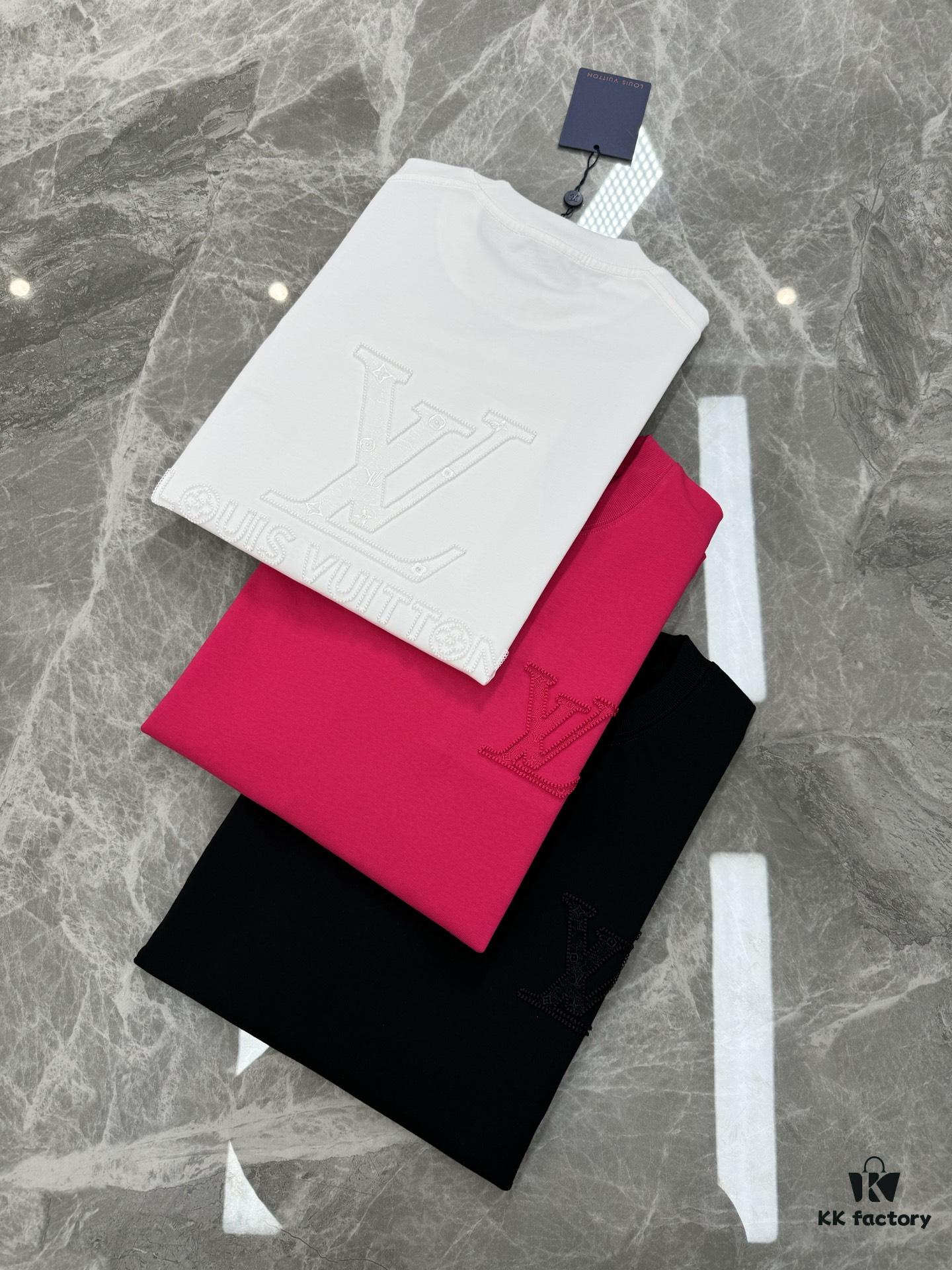 69310f15908475d562cd8f03 LV-Inspired 25S New Streetwear Short Sleeve T-Shirt, Unisex Design with 3D Embroidered Logo, Premium 40s 260g Cotton Fabric