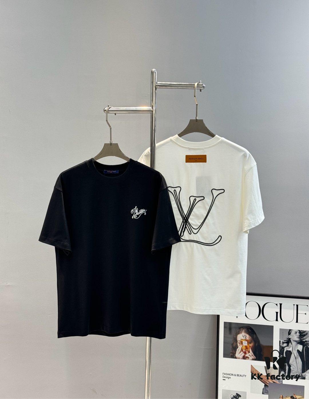 69311190908475d562cd8f62 Donkey Brand 25S New Streetwear T-Shirt Unisex – Heavy Embroidery Recommended! 260g Pure Cotton Fabric with 3D Embroidered Logo on Chest, Back Design Inspired by Classic LV Texture, Full Labels Included