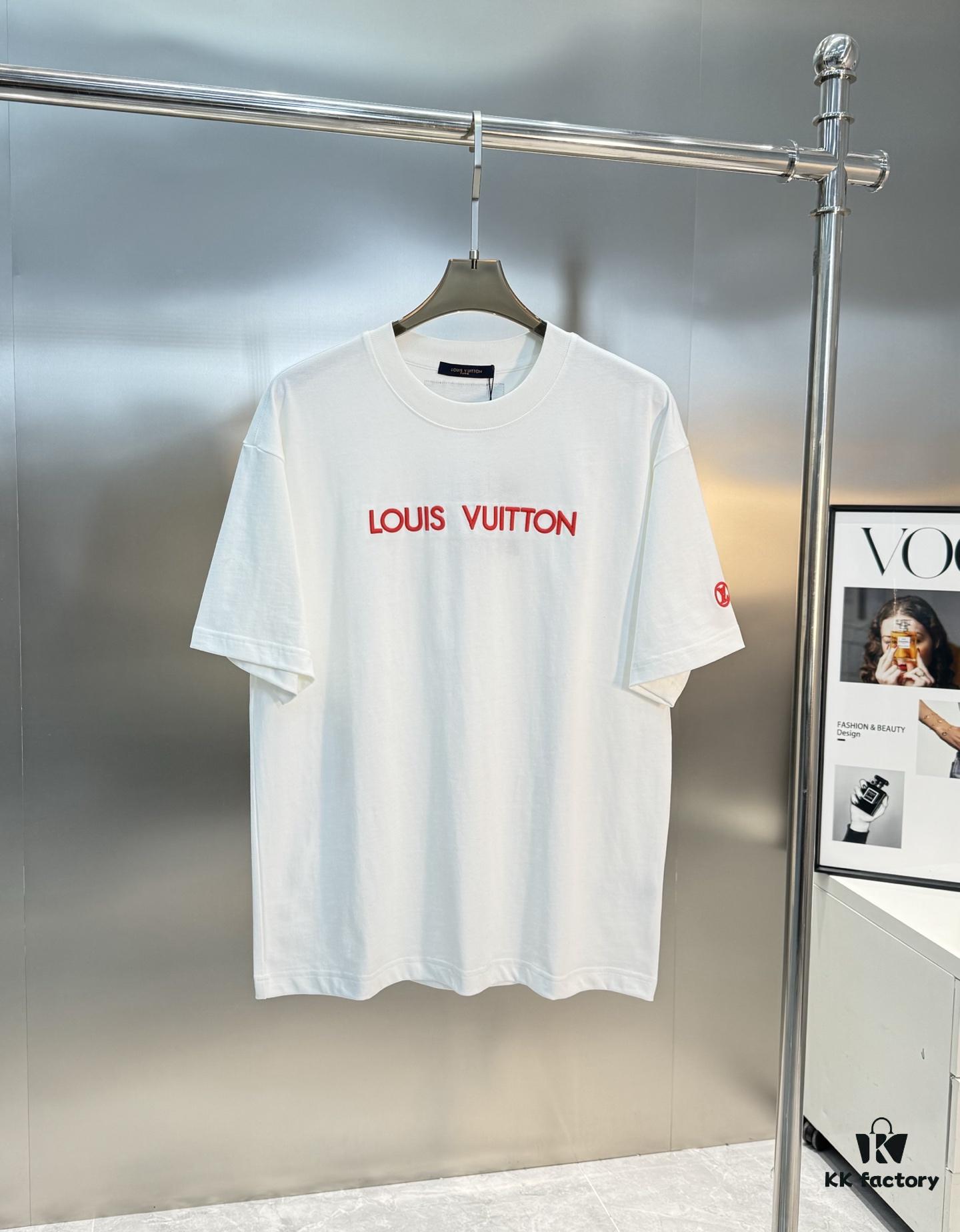 69311290908475d562cd8f9e LV-Inspired 2025 New Fashion Short Sleeve T-Shirt, Unisex Design with 3D Embroidered Logo, Premium 40-Single 260g Cotton Fabric, Stylish and Highly Recognizable