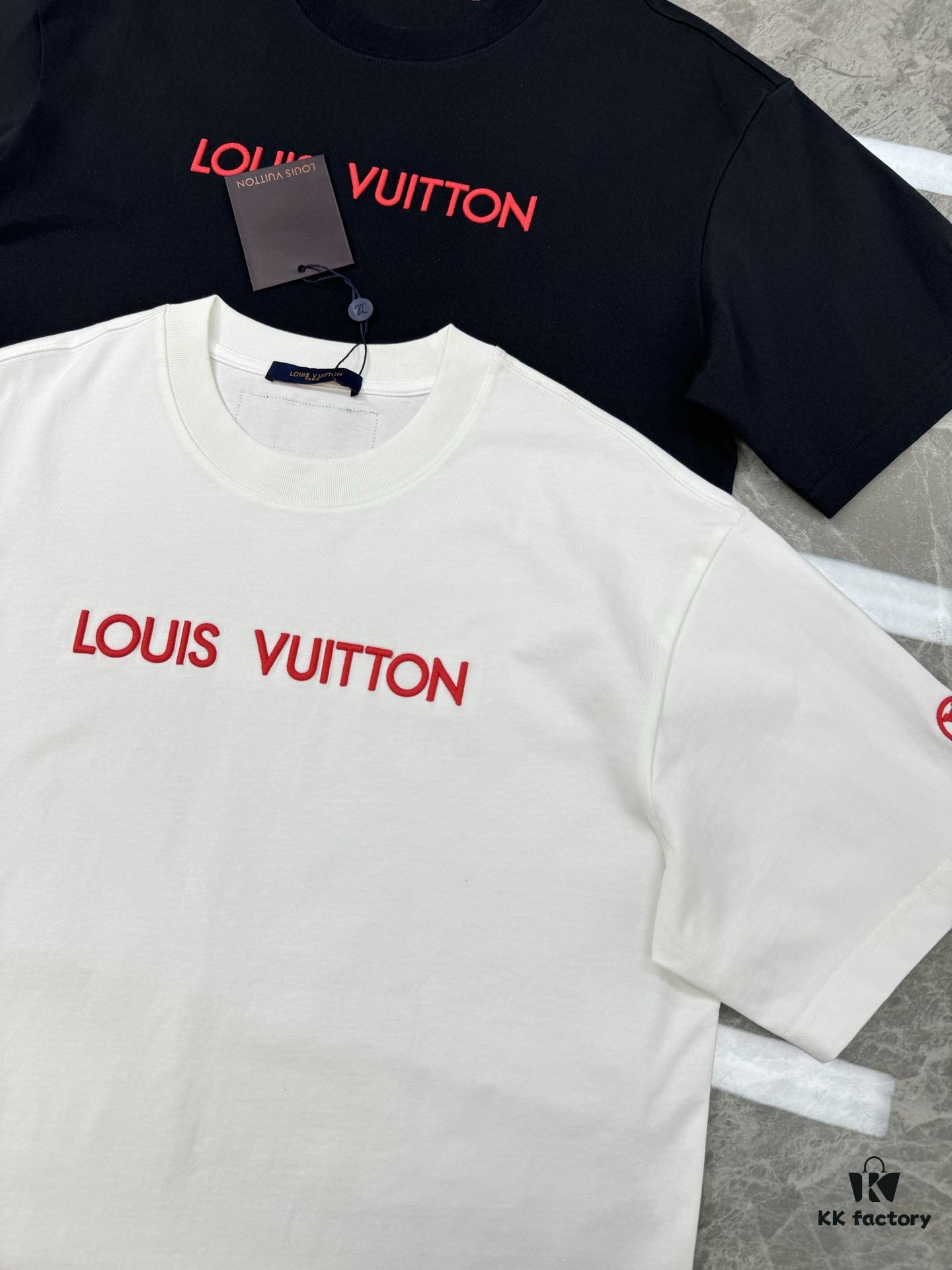 69311291908475d562cd8f9f LV-Inspired 2025 New Fashion Short Sleeve T-Shirt, Unisex Design with 3D Embroidered Logo, Premium 40-Single 260g Cotton Fabric, Stylish and Highly Recognizable