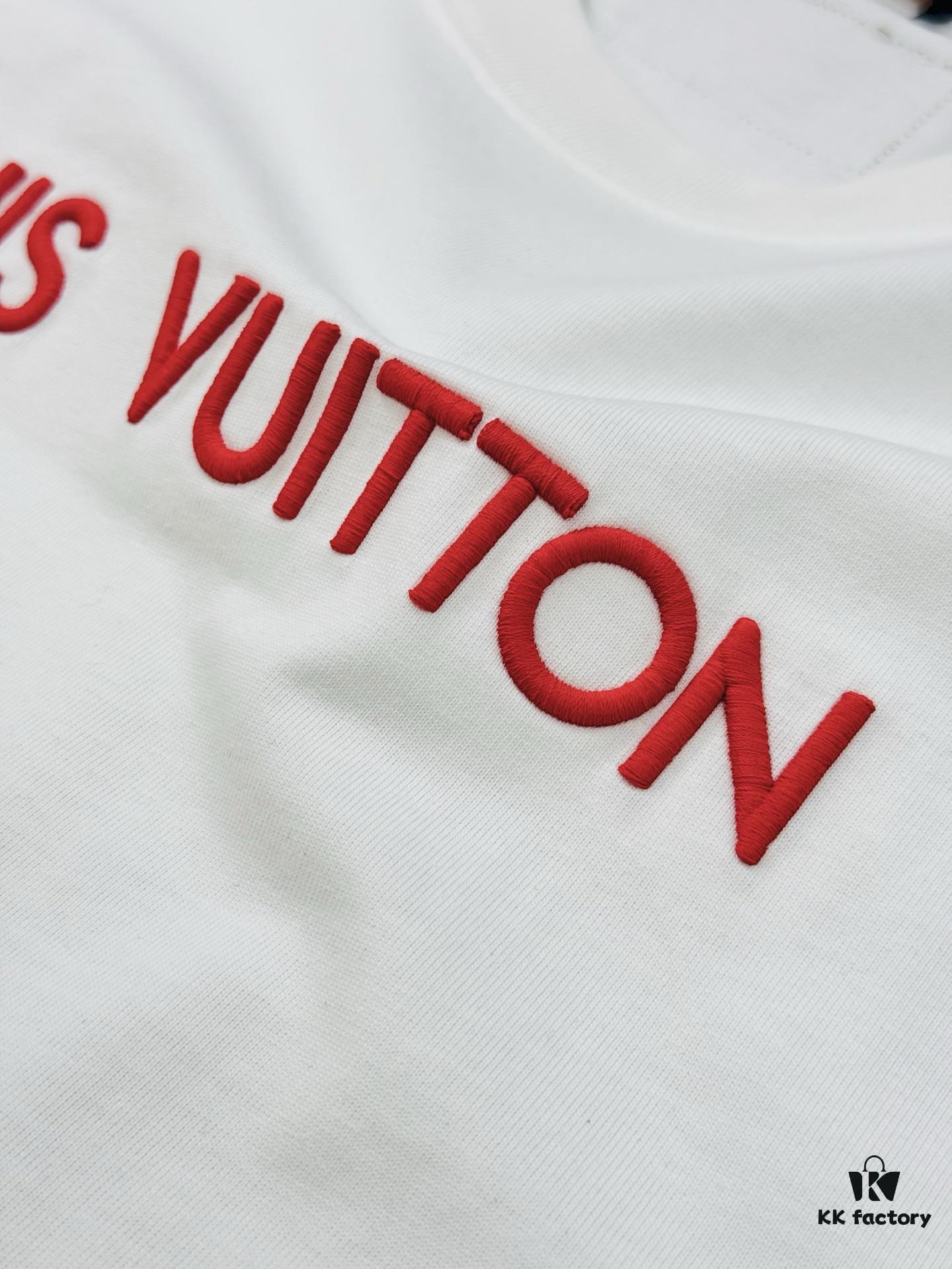 69311297908475d562cd8fa0 LV-Inspired 2025 New Fashion Short Sleeve T-Shirt, Unisex Design with 3D Embroidered Logo, Premium 40-Single 260g Cotton Fabric, Stylish and Highly Recognizable