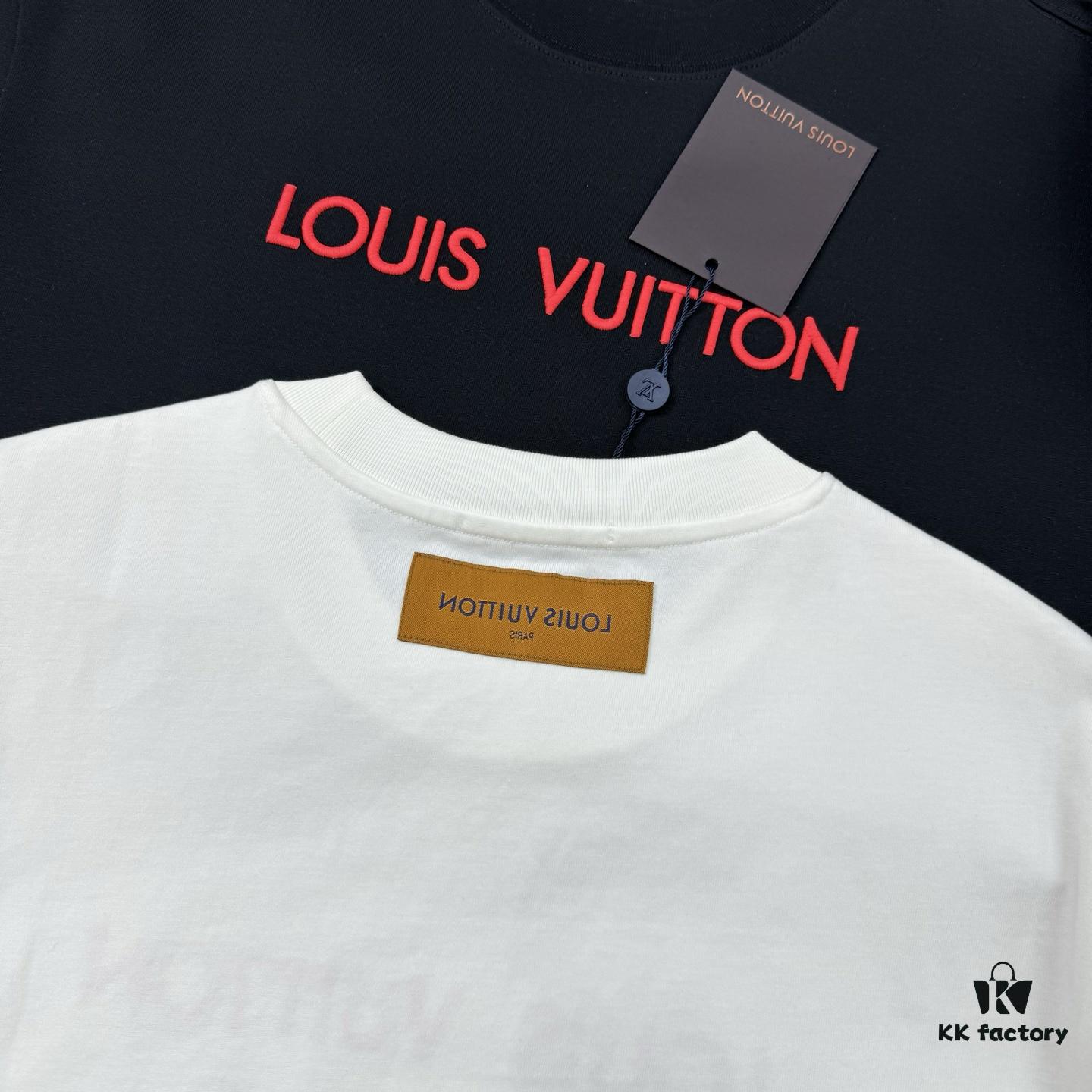 69311298908475d562cd8fa1 LV-Inspired 2025 New Fashion Short Sleeve T-Shirt, Unisex Design with 3D Embroidered Logo, Premium 40-Single 260g Cotton Fabric, Stylish and Highly Recognizable