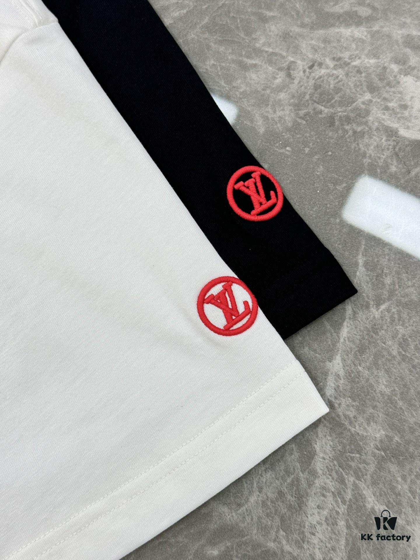693112a4908475d562cd8fa4 LV-Inspired 2025 New Fashion Short Sleeve T-Shirt, Unisex Design with 3D Embroidered Logo, Premium 40-Single 260g Cotton Fabric, Stylish and Highly Recognizable