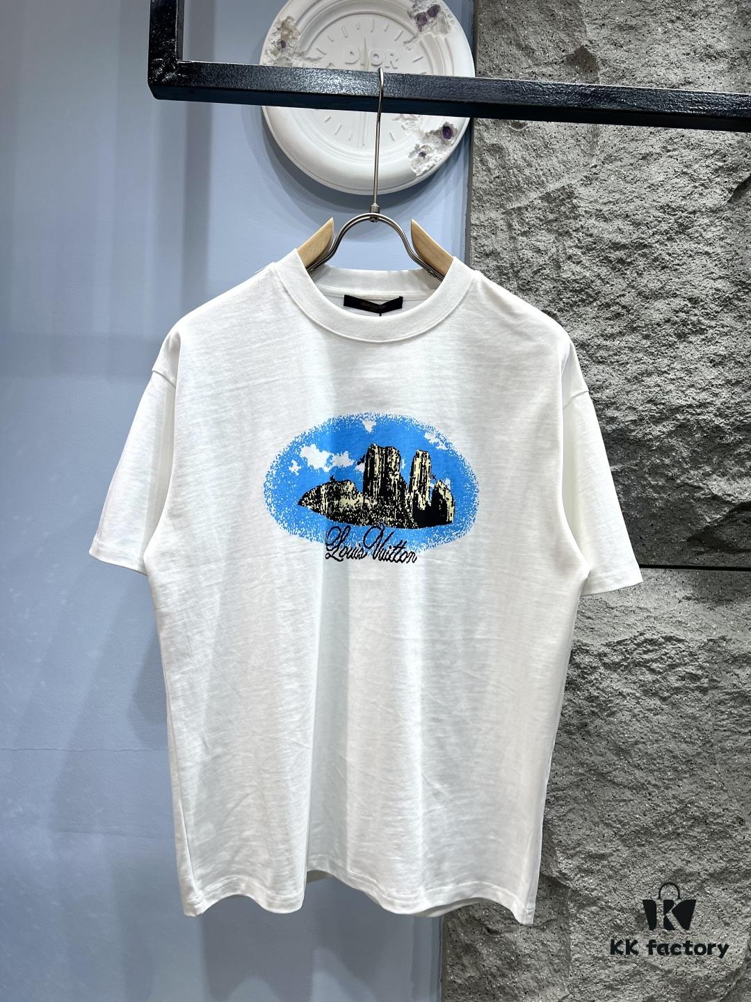 69311380908475d562cd8fe2 Louis Vuitton Western Landscape Print Short-Sleeve T-Shirt