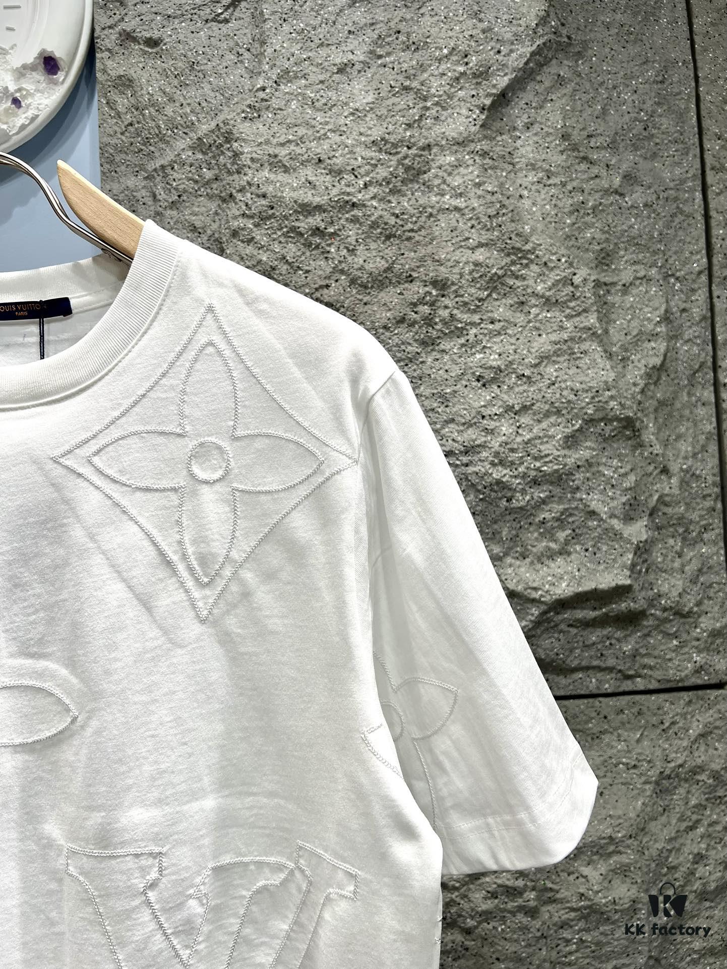 693113d8908475d562cd8ff4 Louis Vuitton Monogram Embroidered Jacquard Cut-out T-Shirt