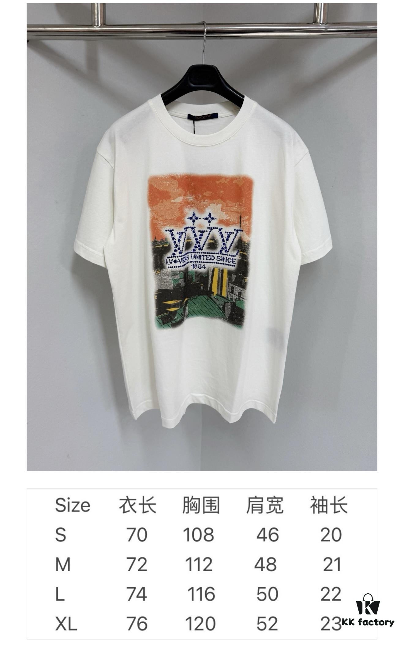 69311512908475d562cd9029 1V 2025SS Colorful Print Paris Rooftop Rhinestone Signature T-Shirt