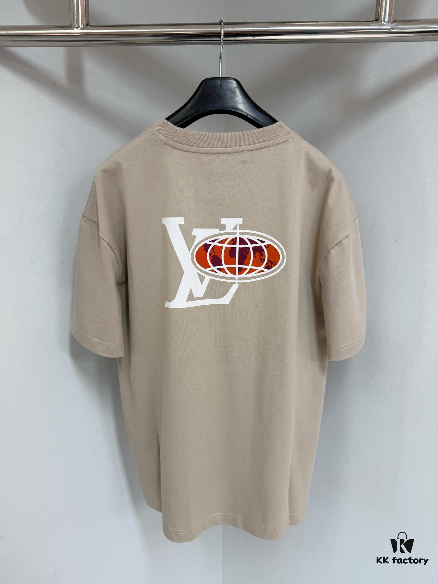69311520908475d562cd902c 1V 25SS World Map Khaki Round Neck Rhinestone Embellished Short Sleeve T-Shirt