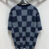 69311543908475d562cd9036 1V 25 New Arrival Cotton Short-Sleeve Round-Neck T-Shirt Featuring Damier Jacquard Pattern and LV Rhinestone Embroidered Patch on Chest for a Refined Touch, Unisex Style