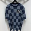 69311544908475d562cd9037 1V 25 New Arrival Cotton Short-Sleeve Round-Neck T-Shirt Featuring Damier Jacquard Pattern and LV Rhinestone Embroidered Patch on Chest for a Refined Touch, Unisex Style