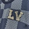 69311553908475d562cd9039 1V 25 New Arrival Cotton Short-Sleeve Round-Neck T-Shirt Featuring Damier Jacquard Pattern and LV Rhinestone Embroidered Patch on Chest for a Refined Touch, Unisex Style