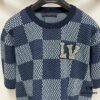 69311554908475d562cd903a 1V 25 New Arrival Cotton Short-Sleeve Round-Neck T-Shirt Featuring Damier Jacquard Pattern and LV Rhinestone Embroidered Patch on Chest for a Refined Touch, Unisex Style