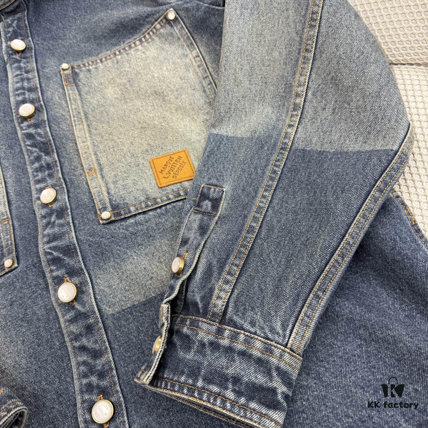 6931156d908475d562cd9042 1V 25SS New Arrival Utility Shirt Crafted from Cotton Denim with Sun-Faded Effect for Spring/Summer 2025, Featuring a Left Chest Pocket with Marque L.Vuitton Déposée Suede Patch, Mother-of-Pearl Buttons and Rivets Exuding Refined Charm, Perfectly Paired with Matching Trousers