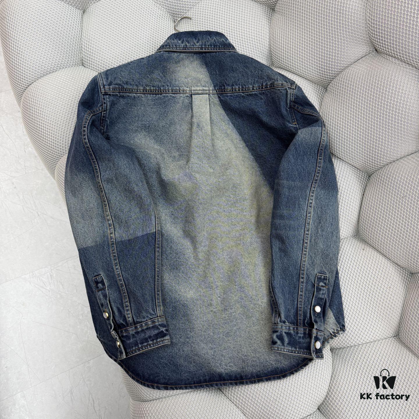 69311585908475d562cd9048 1V 25SS New Arrival Utility Shirt Crafted from Cotton Denim with Sun-Faded Effect for Spring/Summer 2025, Featuring a Left Chest Pocket with Marque L.Vuitton Déposée Suede Patch, Mother-of-Pearl Buttons and Rivets Exuding Refined Charm, Perfectly Paired with Matching Trousers